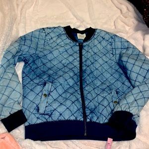Ashley by 26 International Denim Quilted Bomber Jacket Size L